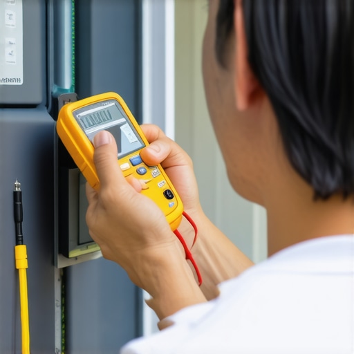 Maintaining Your Patio Shades with Proper Tools A person testing electrical connections on a motorized patio shade with a multimeter