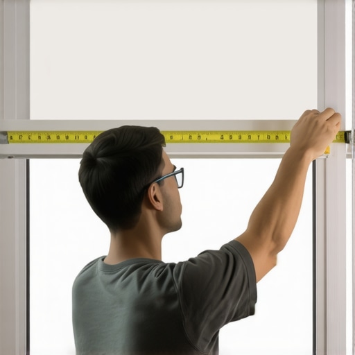 Person measuring patio window for motorized shades with a tape measure
