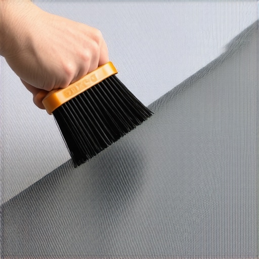 Pro Cleaning Technique for Patio Shades Using a brush to clean motorized patio shade tracks to prevent motor wear.